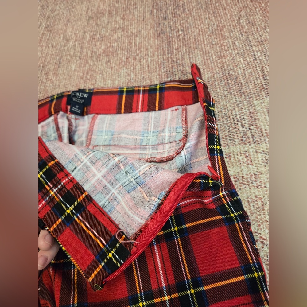 J Crew Factory Winnie Red Tartan Plaid Pants Stretch Preppy Pants - Picture 7 of 10